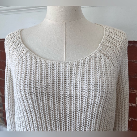Aritzia Wilfred  Randonnai Linen Blend Sweater in Ivory  Chunky Knit Size Medium - Picture 3 of 12